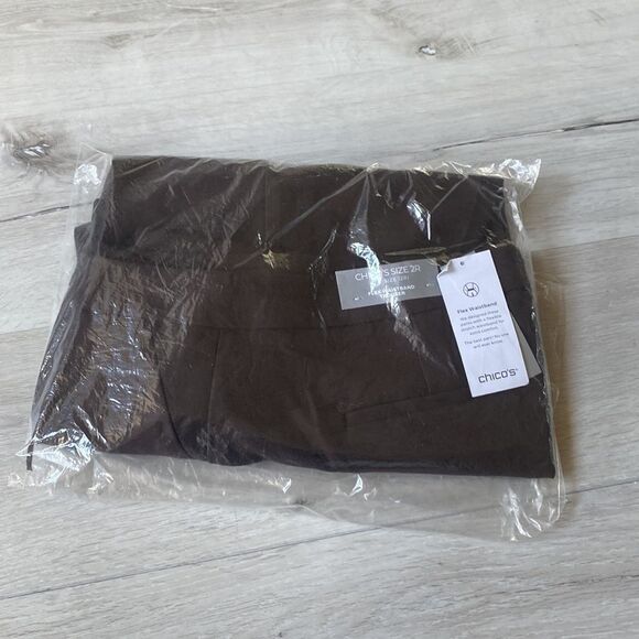 Chicos Flex Waist Modern‎ Tailored Full Length Pant Basic Cocoa Bean 2R NWT - Picture 4 of 7